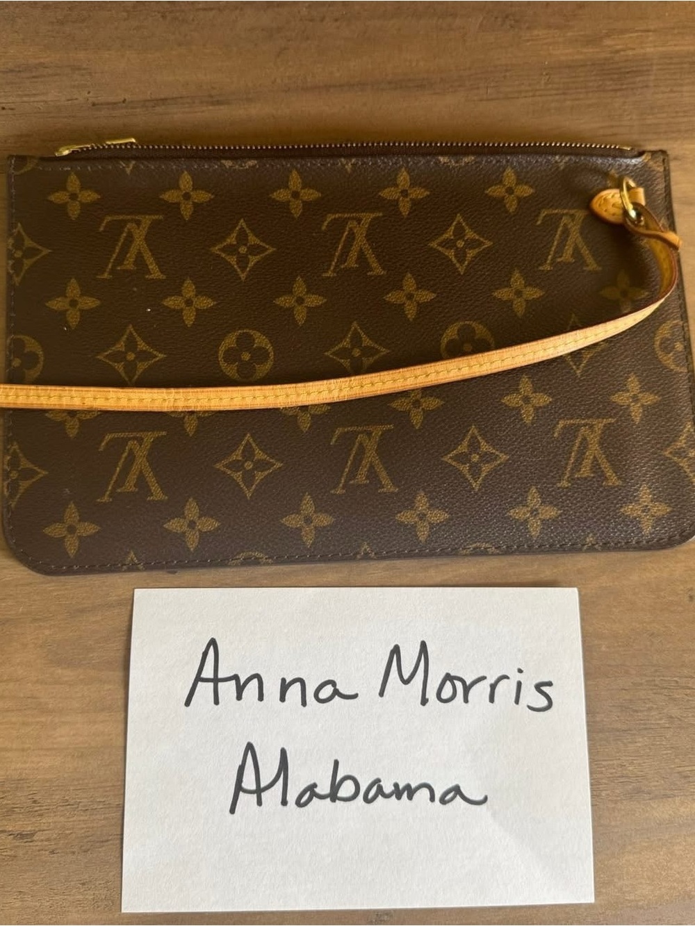 Louis Vuitton Monogram Canvas Brown Pouch with Vachetta Strap